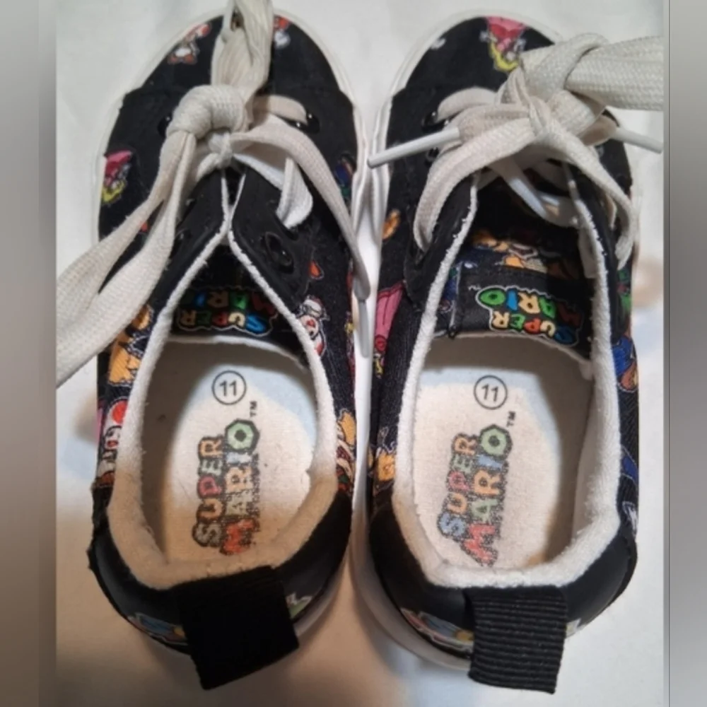 Super Mario Kids Canvas Sneakers Black Size 11 Toddler Ground Up Nintendo